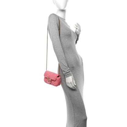 Gucci Shearling Matelasse Super Mini GG Marmont Shoulder Bag Lotus Pink 2 of 10
