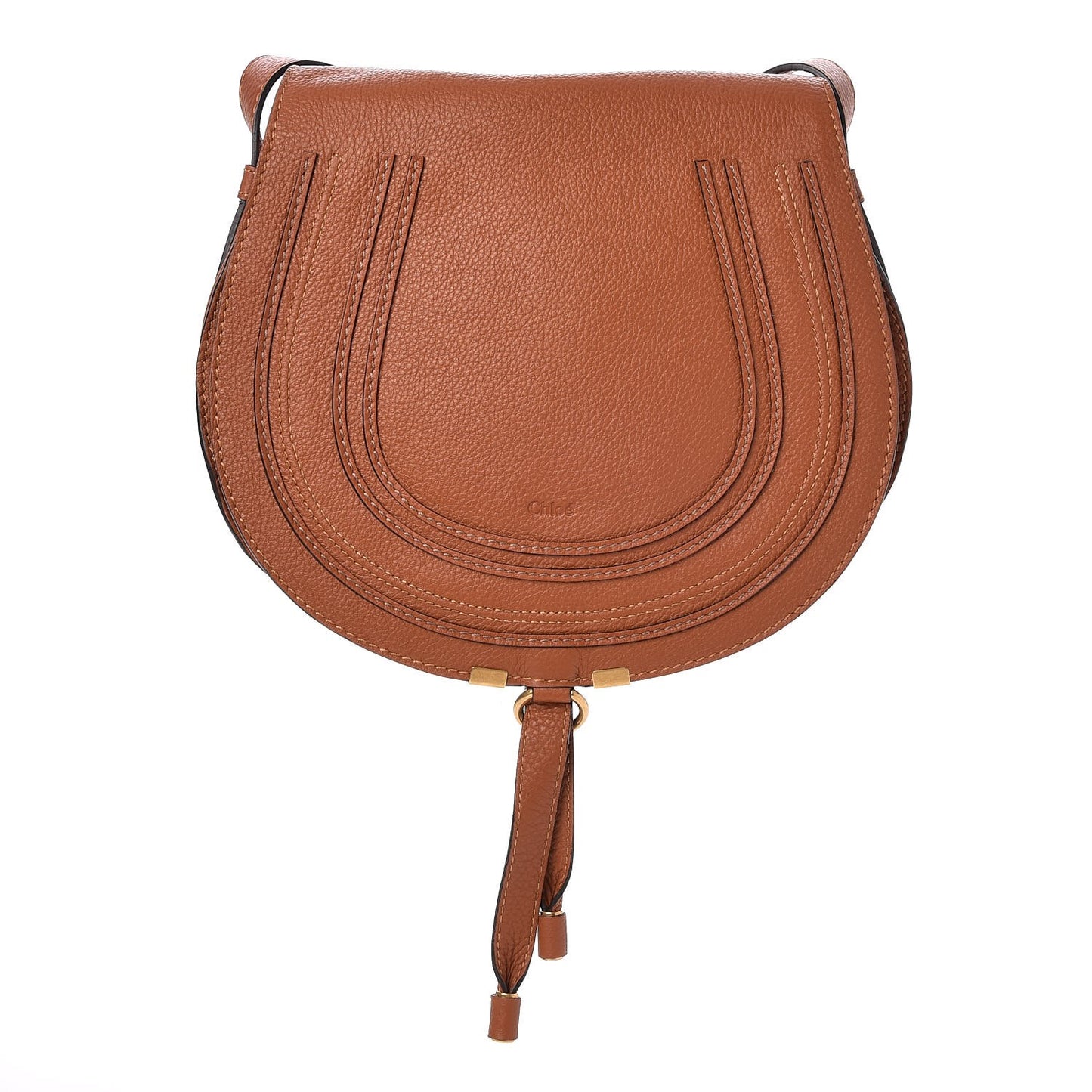 Calfskin Medium Marcie Round Crossbody Bag Tan