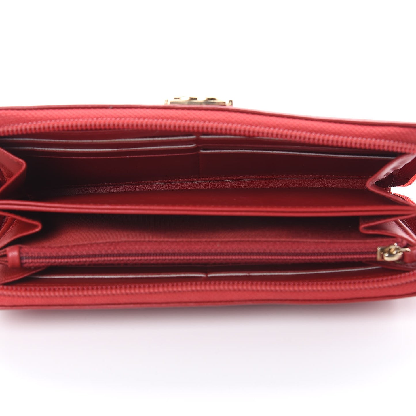 Lambskin Chevron Quilted Zip Around Boy Wallet Red