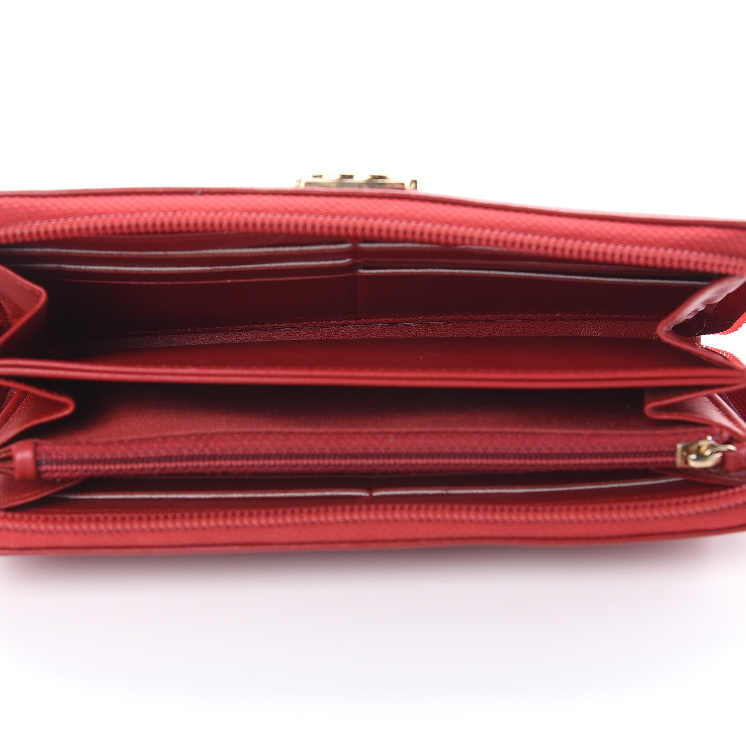 Chanel Lambskin Chevron Quilted Zip Around Boy Wallet Red 5 of 14