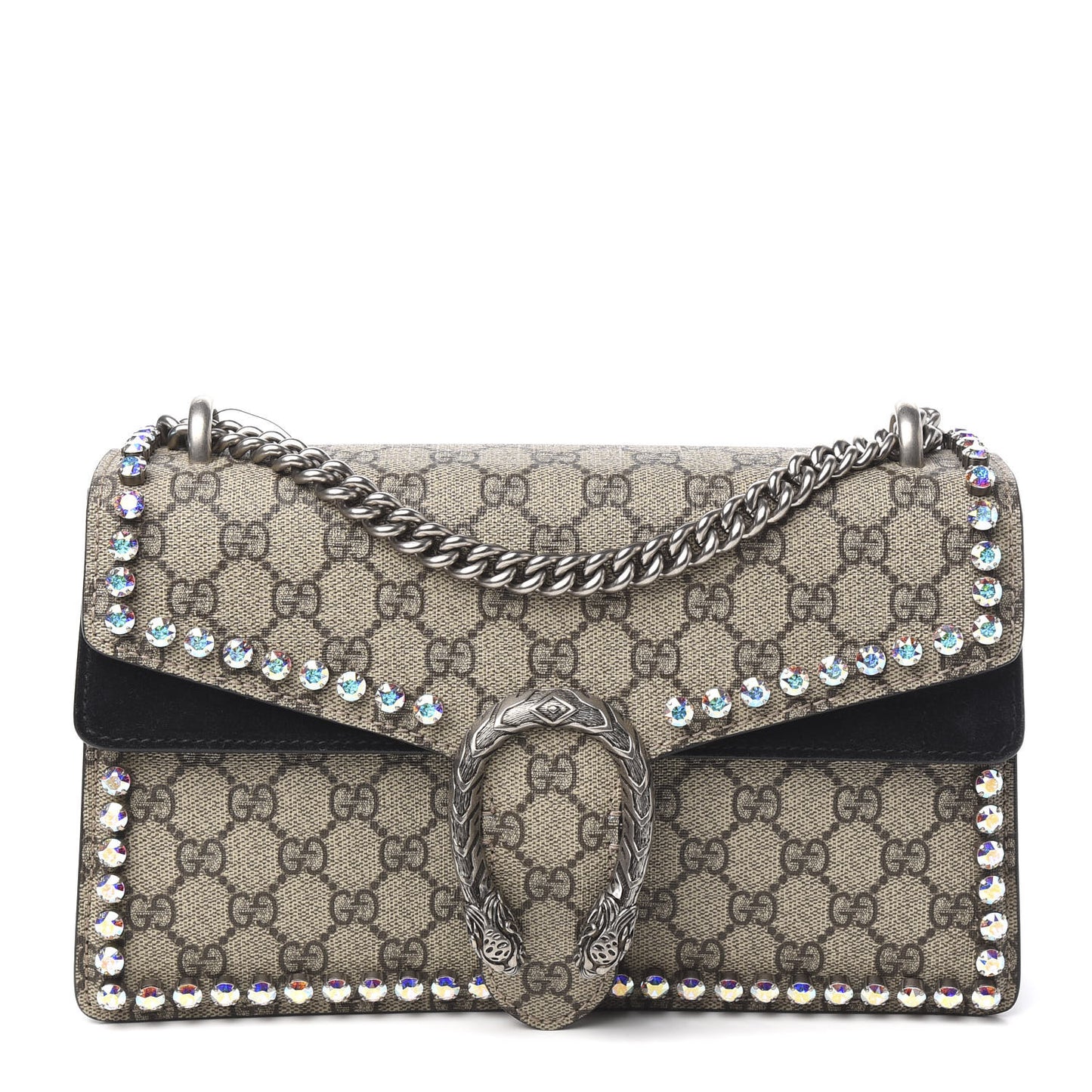 GG Supreme Monogram Crystal Small Dionysus Shoulder Bag Black