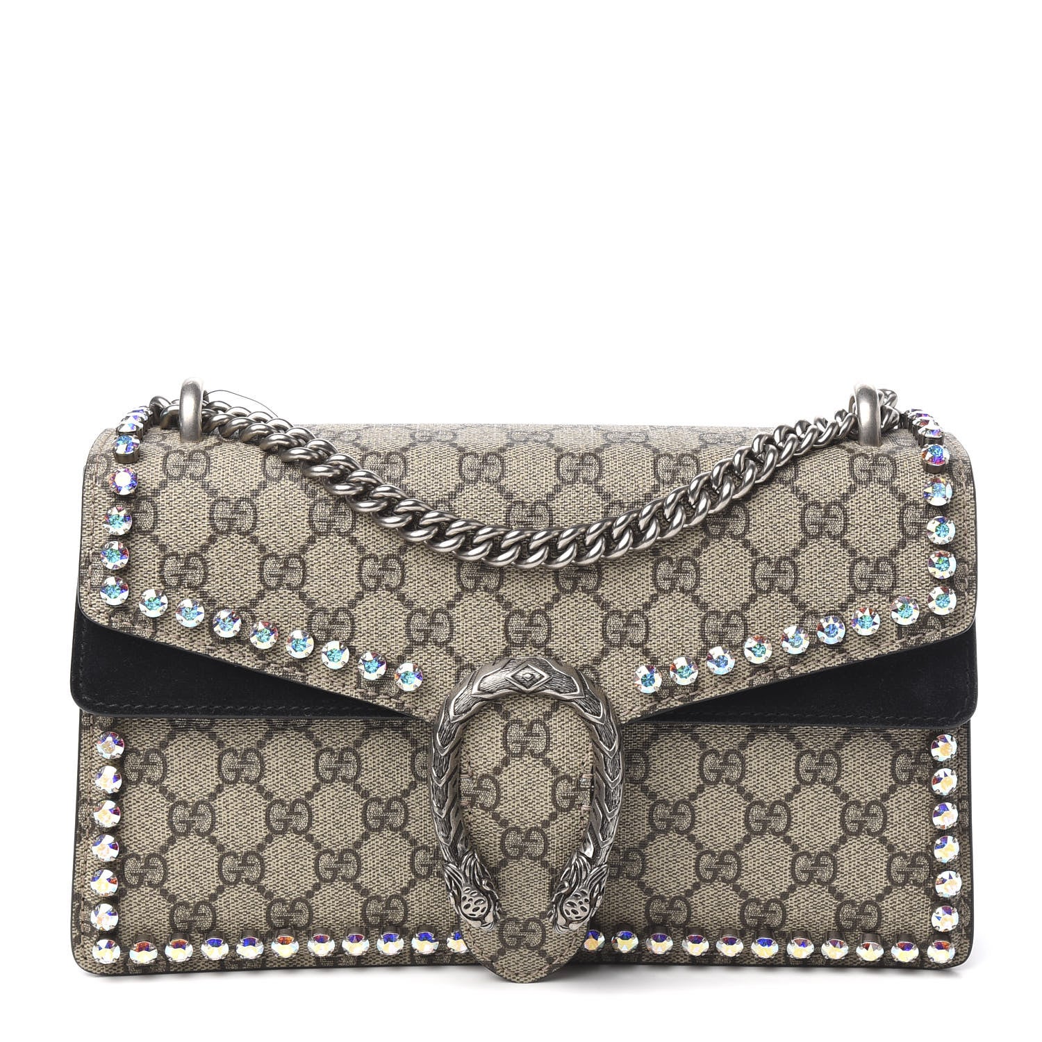 Gucci GG Supreme Monogram Crystal Small Dionysus Shoulder Bag Black 1 of 12