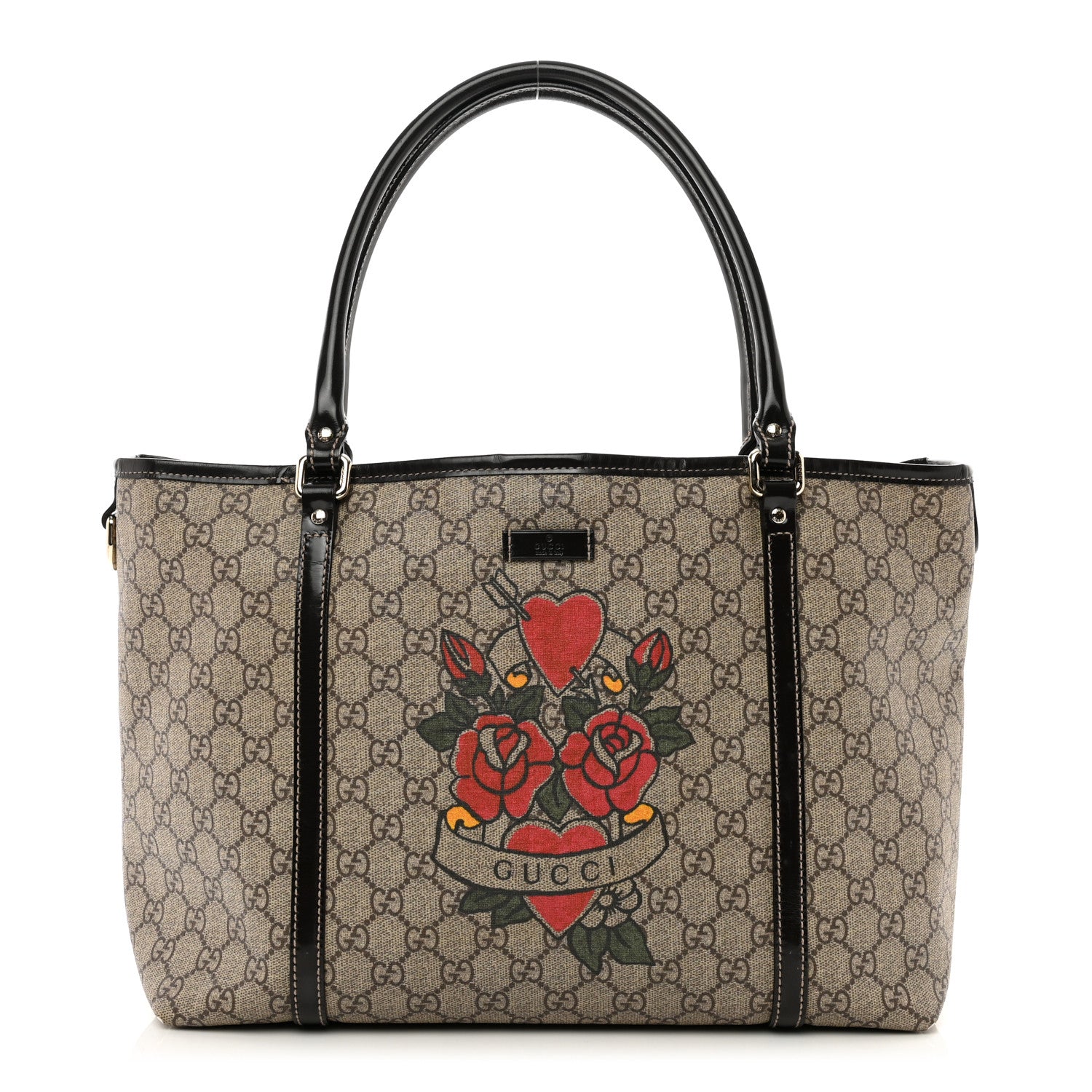 Gucci GG Plus Monogram Tattoo Heart Medium Joy Tote Dark Brown 1 of 12