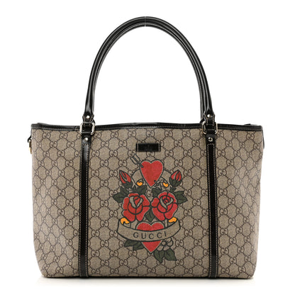 Gucci GG Plus Monogram Tattoo Heart Medium Joy Tote Dark Brown 1 of 12