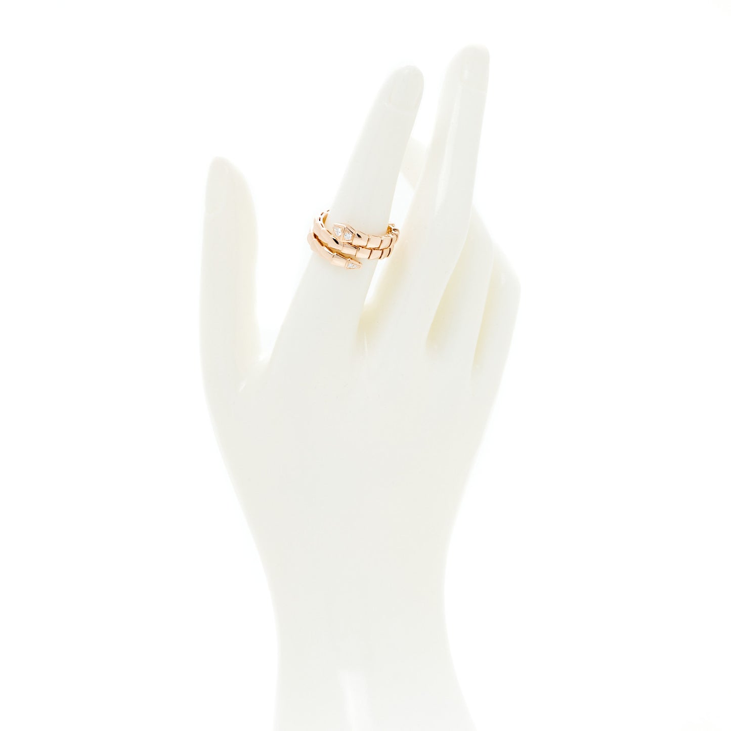 18K Rose Gold Diamond Serpenti Viper Wrap Ring L
