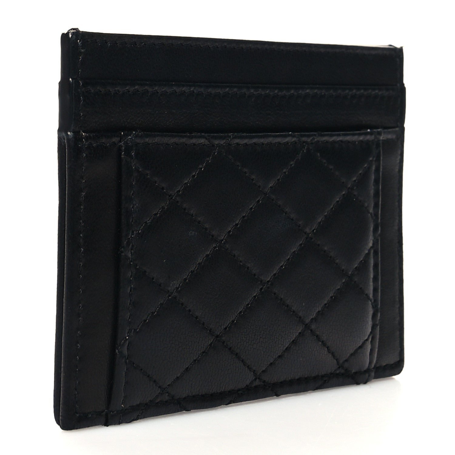Saint Laurent Lambskin Quilted Gaby Credit Card Case Black 3 of 9
