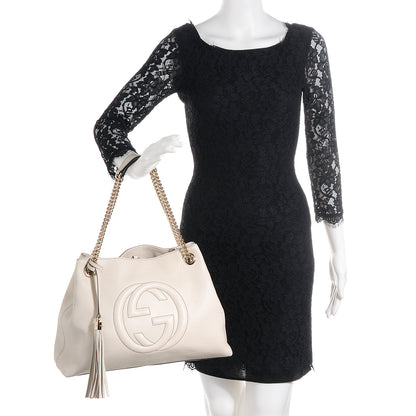 Gucci Pebbled Calfskin Medium Soho Chain Shoulder Bag Off White 2 of 7