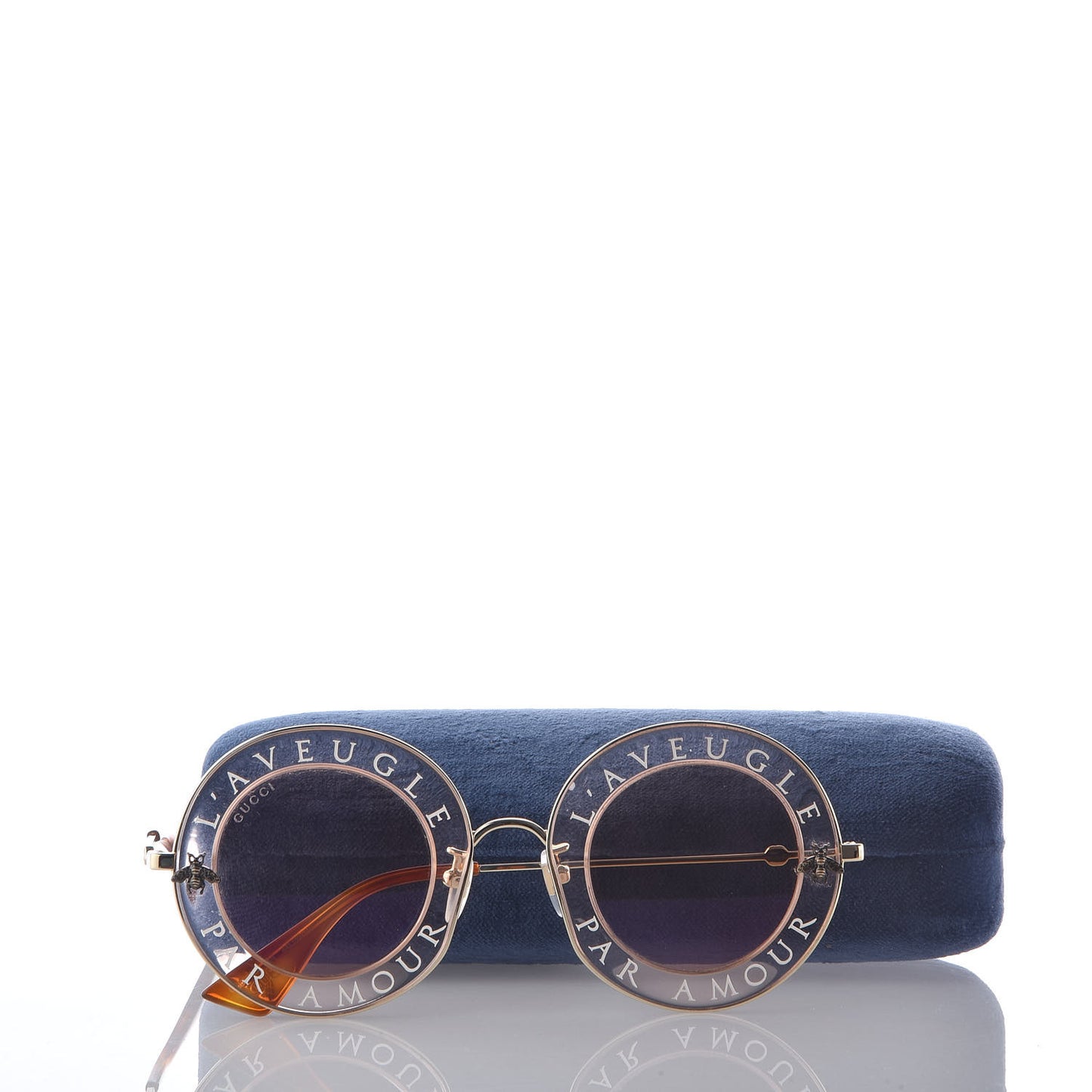 Metal L'Aveugle Par Amour Round Frame Sunglasses GG0113S Light Pink