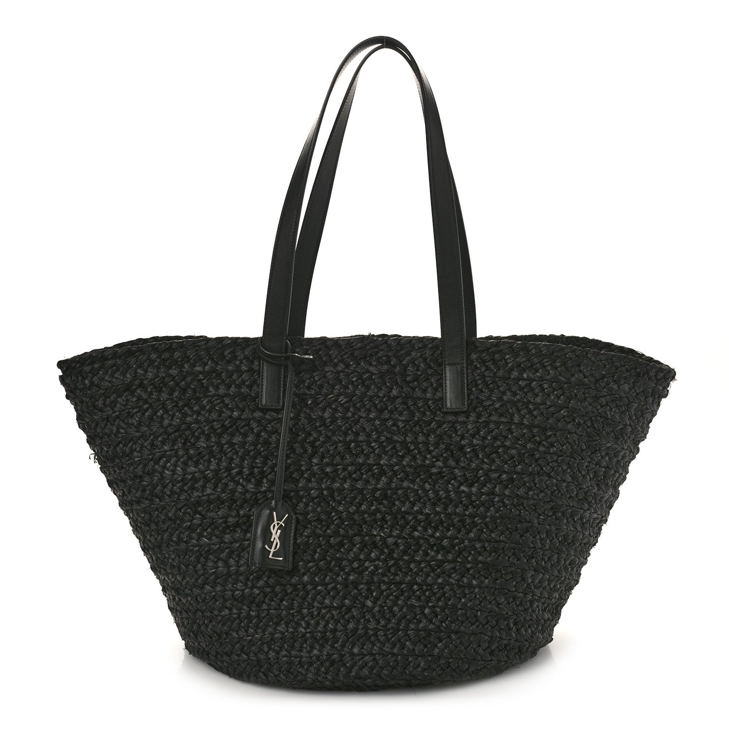 Raffia Medium Panier Bag Black