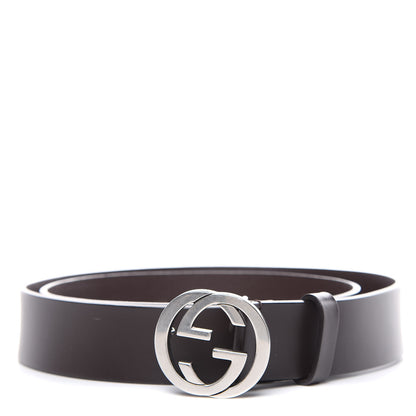 Gucci Selleria Calfskin Nickel Interlocking G 37mm Belt 100 40 Cocoa 1 of 9