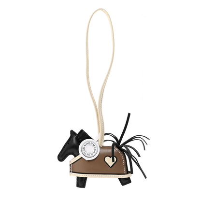 Hermes Milo Lambskin Grigri Rodeo Robeo Coeur Bag Charm PM Black Craie Etoupe 1 of 4