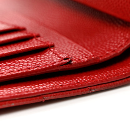 Saint Laurent Grain De Poudre Matelasse Chevron Monogram Compact Tri Fold Wallet Red 9 of 9