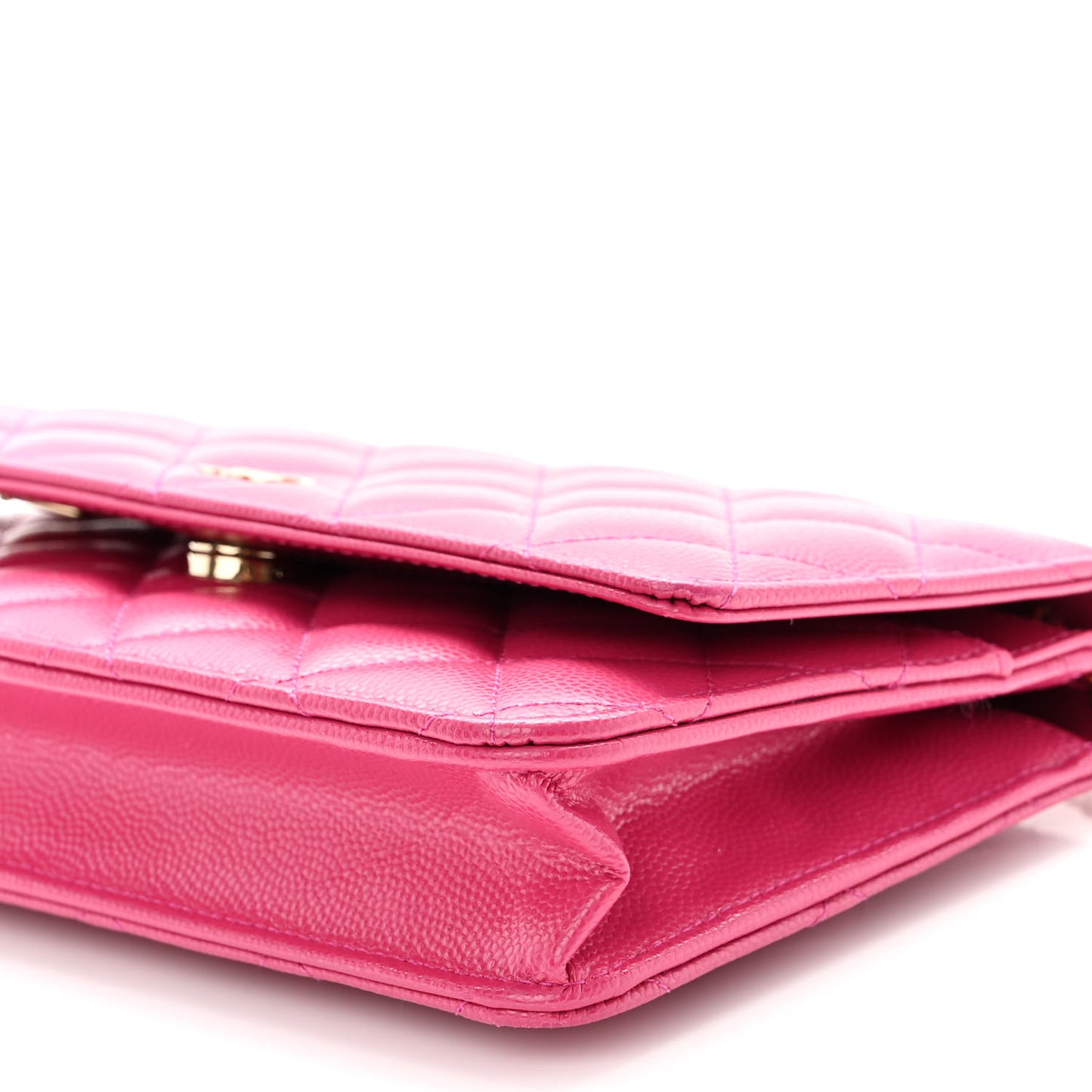Caviar Quilted Wallet On Chain WOC Fuchsia