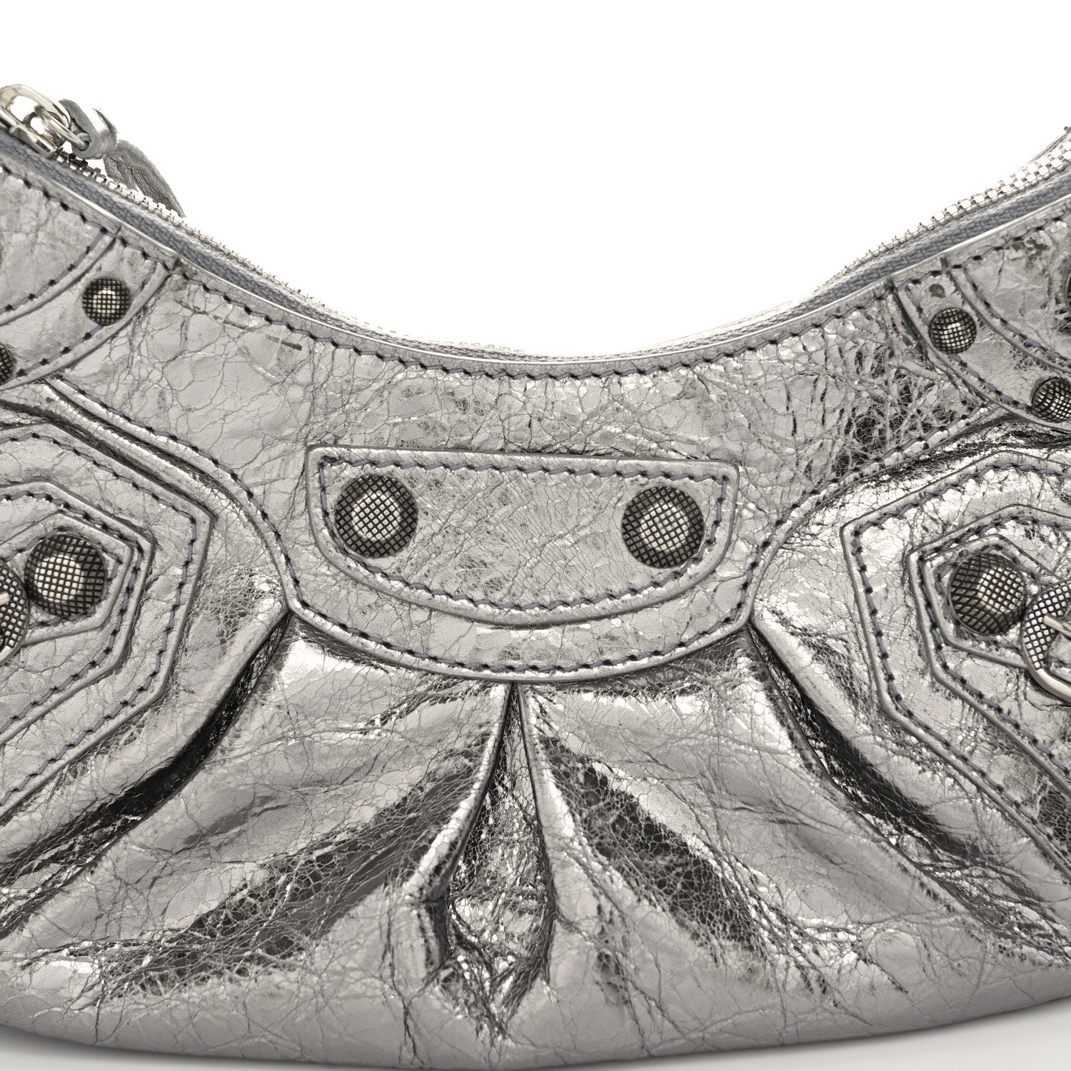 Balenciaga Metallic Agneau Arena Le Cagole Shoulder Bag XS Silver 9 of 11