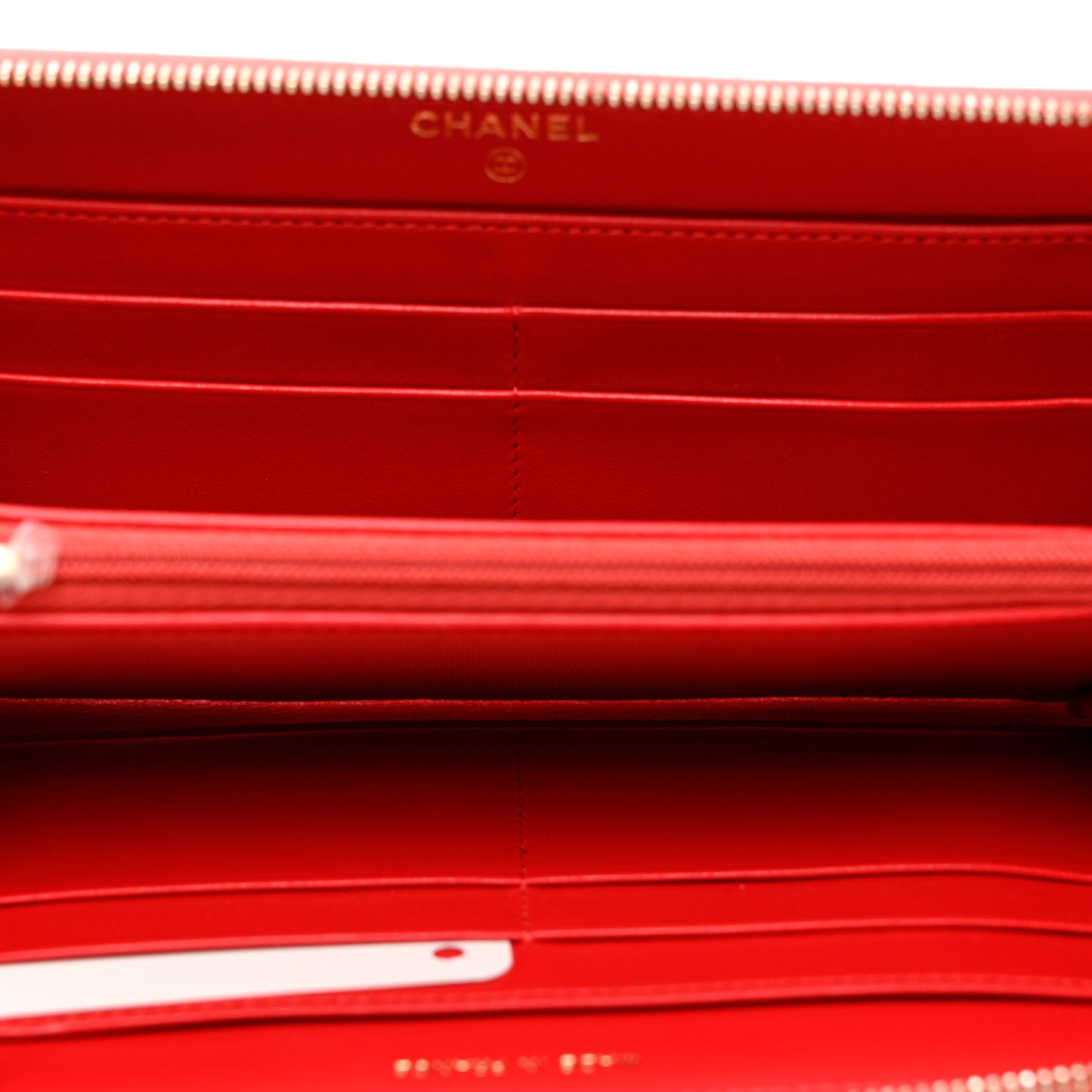 Caviar Quilted Large Gusset Zip Around Wallet Red