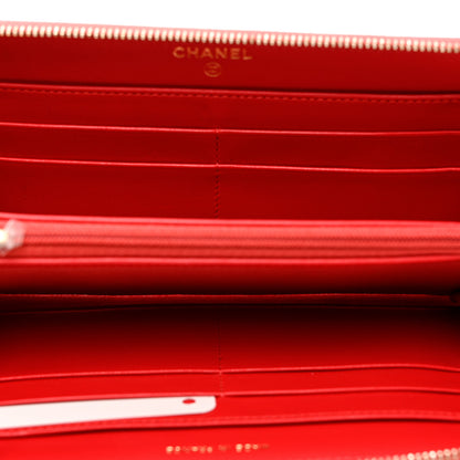 Chanel Caviar Quilted Large Gusset Zip Around Wallet Red 4 of 8