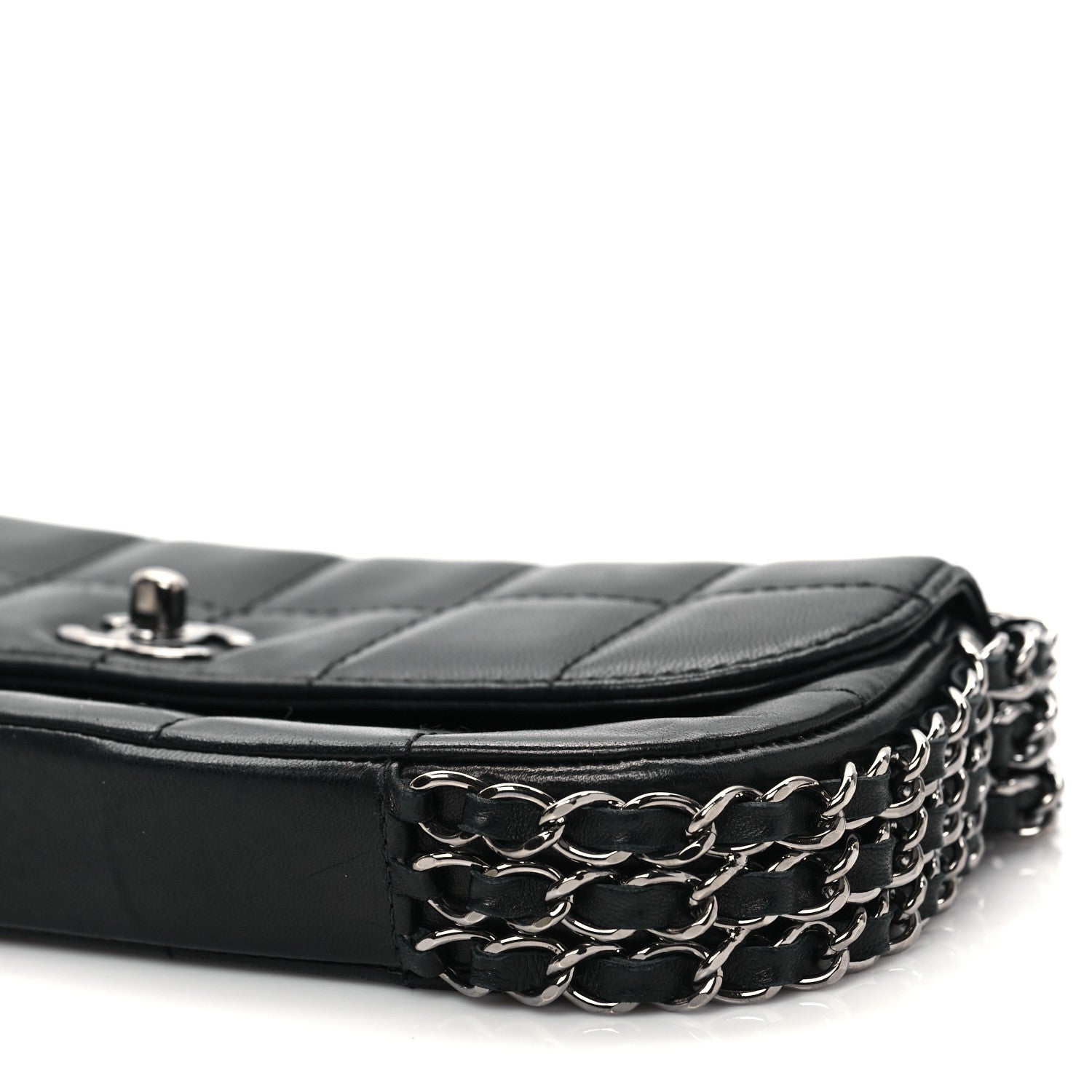 Chanel Lambskin Chocolate Bar Quilted Lambskin 3 Chain Flap Black 8 of 9