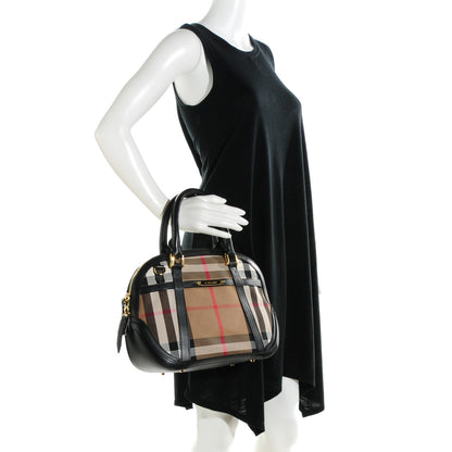 Burberry Bridle Calfskin House Check Small Orchard Bowling Bag Black 2 of 9