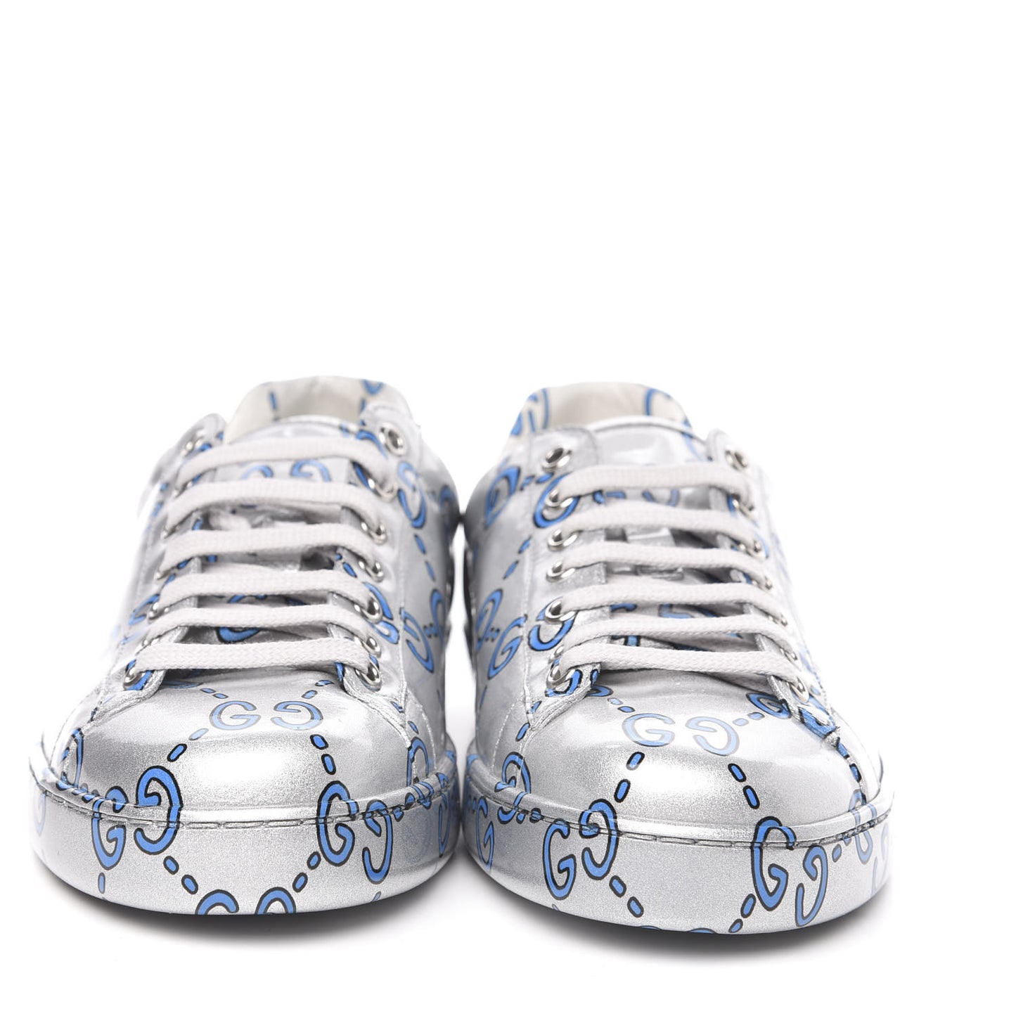 Miro Rubber Wax GucciGhost Print Mens New Ace Sneakers 7 Silver