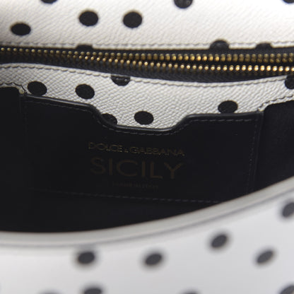 Dolce & Gabbana Vitello Polka Dot Medium Miss Sicily Satchel White 8 of 9