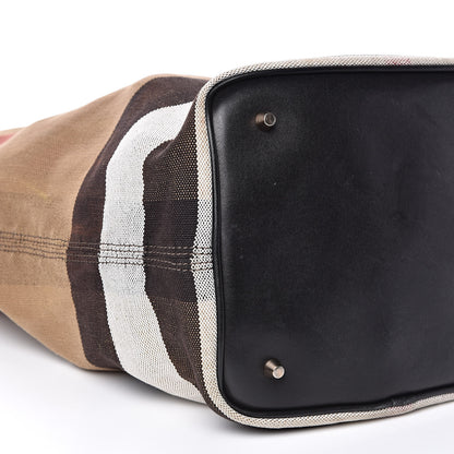 Burberry Canvas Mega Check Medium Ashby Hobo Black 7 of 15