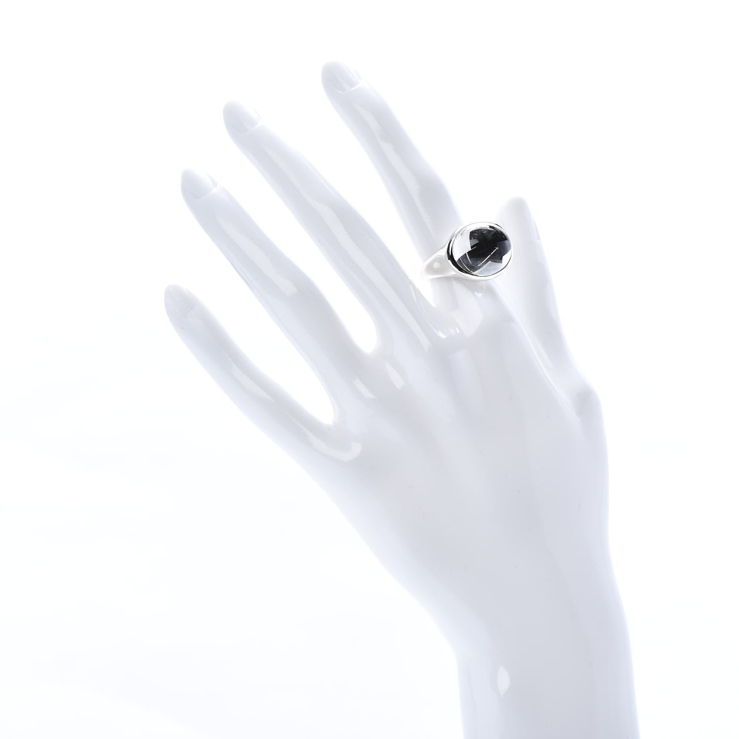 Tiffany Sterling Silver Crystal Elsa Peretti Cabochon Ring 49 5 2 of 6