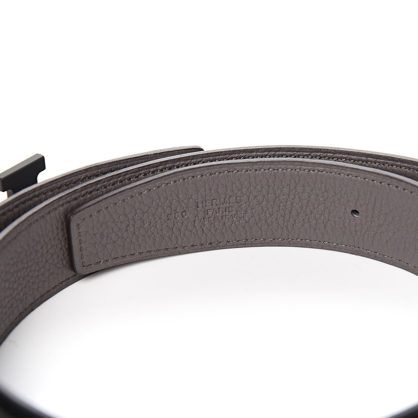 Box Taurillon Clemence 32mm H Belt 95 Black Etain