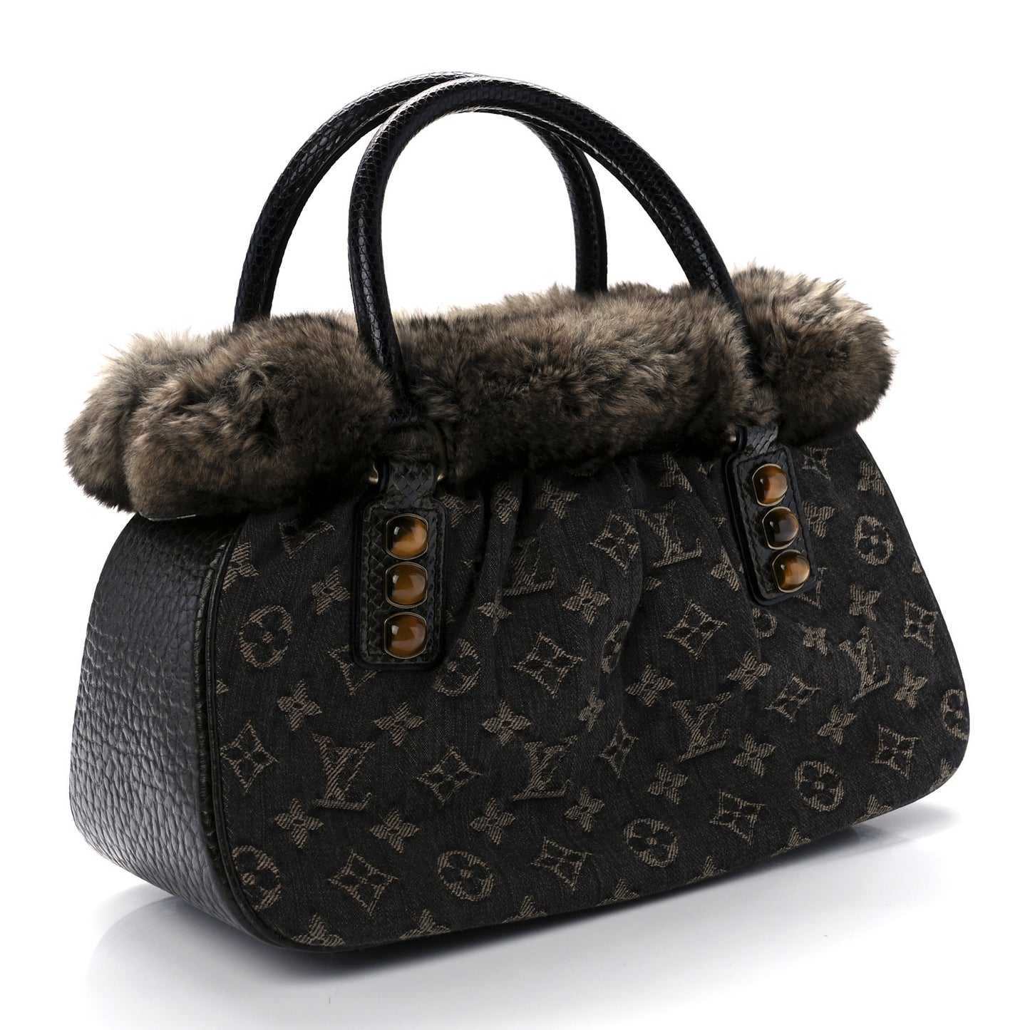 Monogram Denim Chinchilla Lizard Trapeze PM