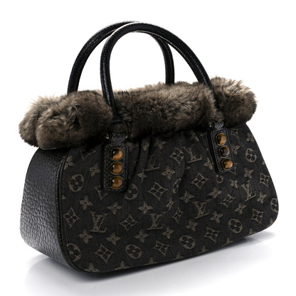 Louis Vuitton Monogram Denim Chinchilla Lizard Trapeze PM 3 of 8