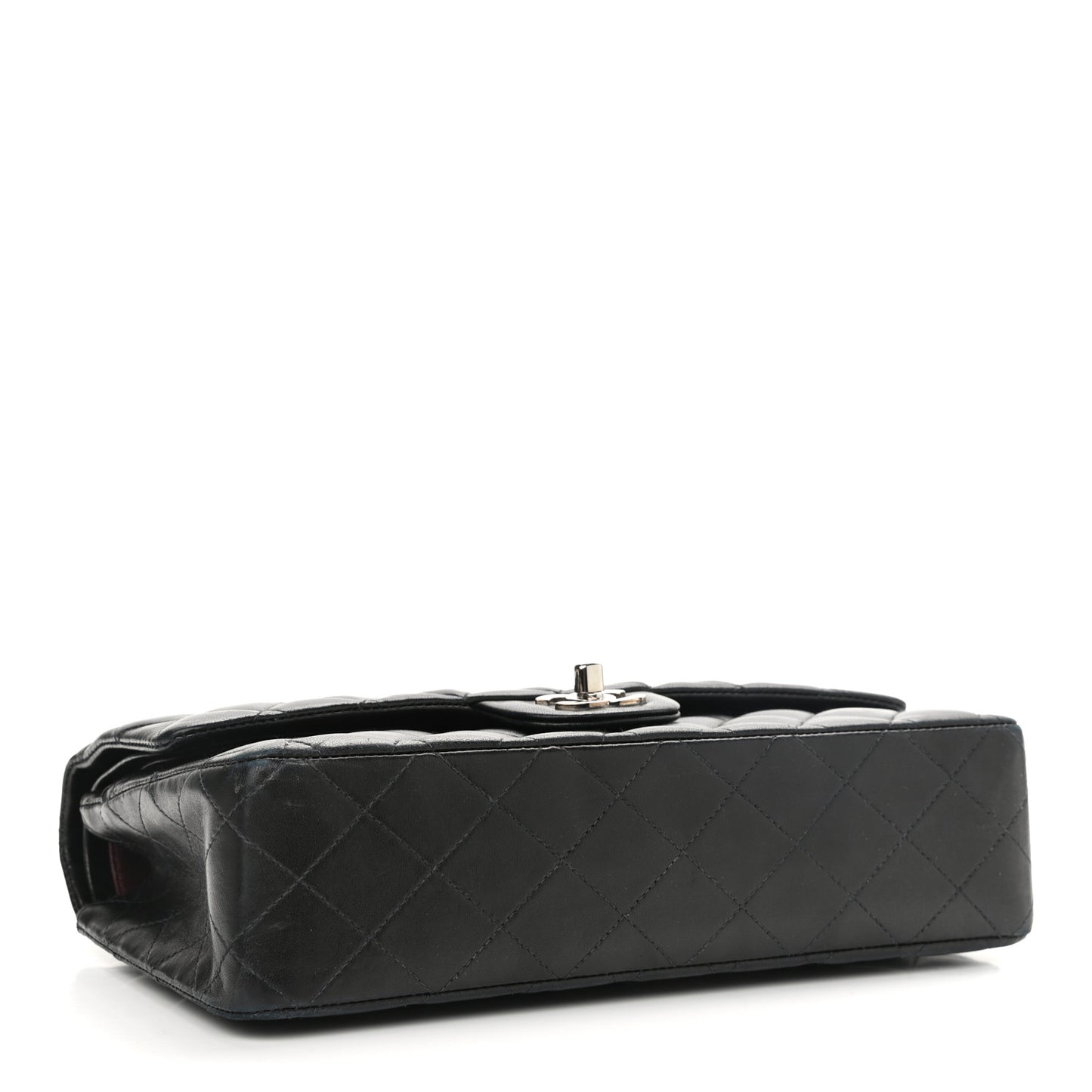 Lambskin Quilted Medium Double Flap Black