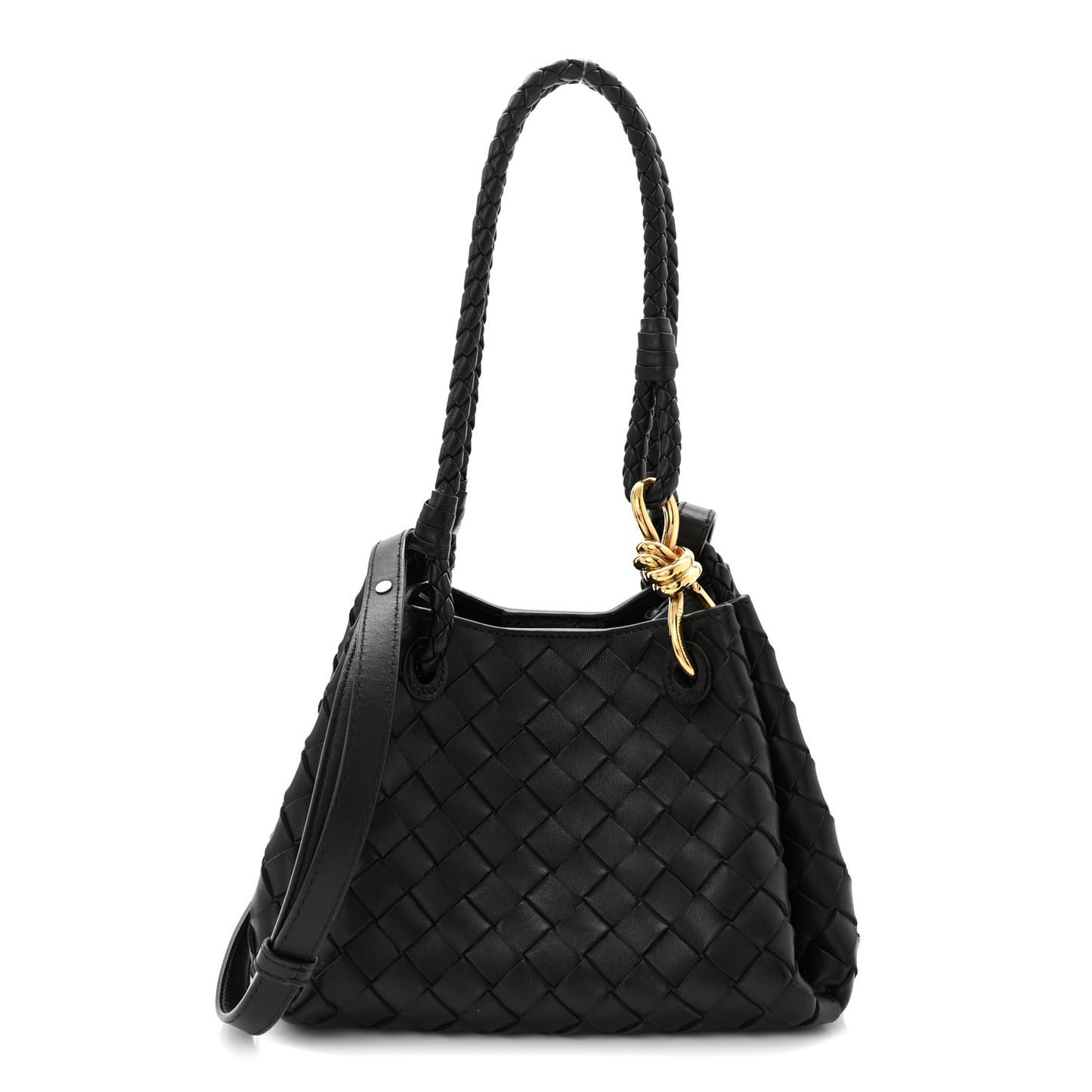 Nappa Intrecciato Small Parachute Shoulder Bag Black