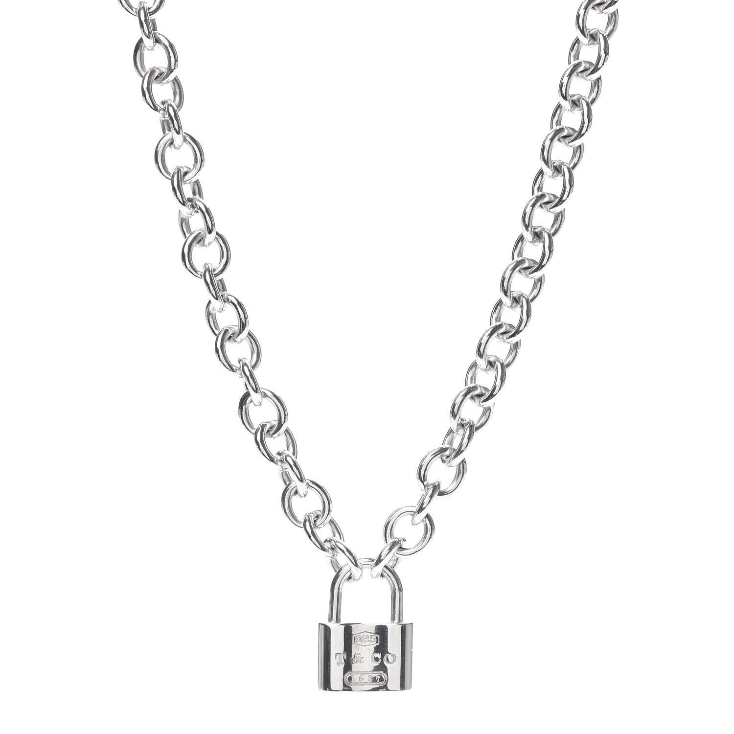 Tiffany Sterling Silver 1837 Lock Charm Necklace 1 of 6