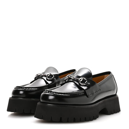 Gucci Cordovan Lux Womens Horsebit 45mm Platform Loafers 39.5 Black 4 of 9