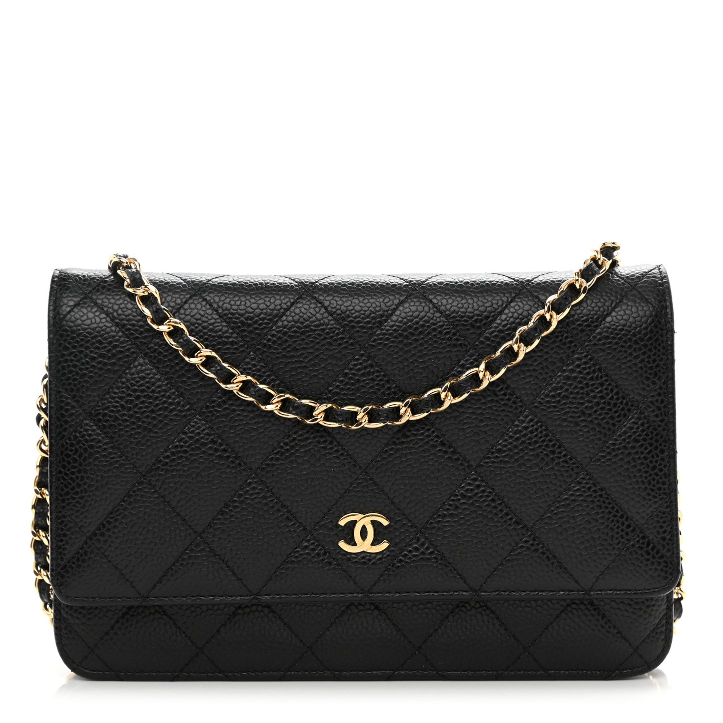 Caviar Quilted Wallet On Chain WOC Black