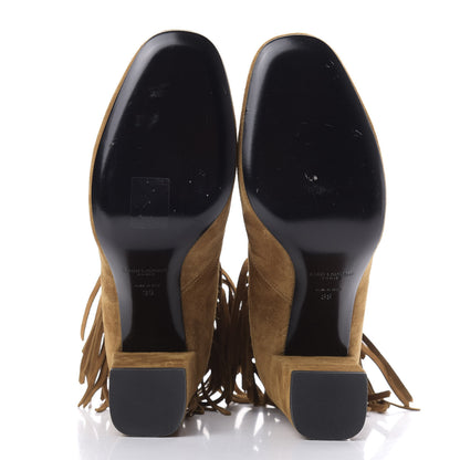 Saint Laurent Suede Babies 90 Fringe Ankle Boots 39 Light Tan 6 of 11