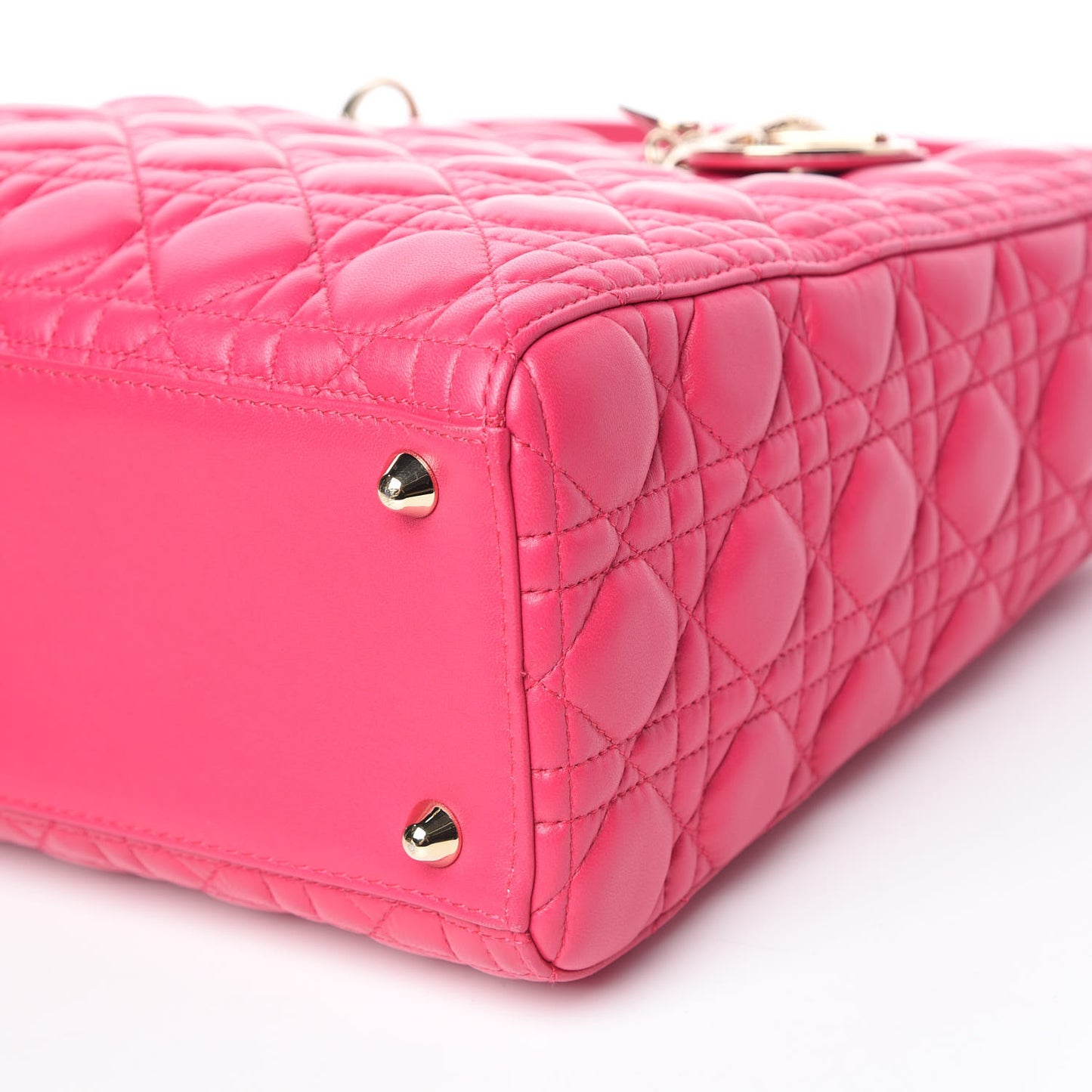 Lambskin Cannage Large Lady Dior Fuchsia