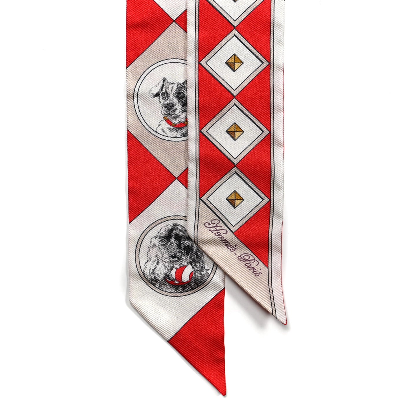 Silk Colliers Et Chiens Twilly Rouge White Mastic