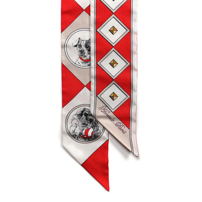 Hermes Silk Colliers Et Chiens Twilly Rouge White Mastic 2 of 4