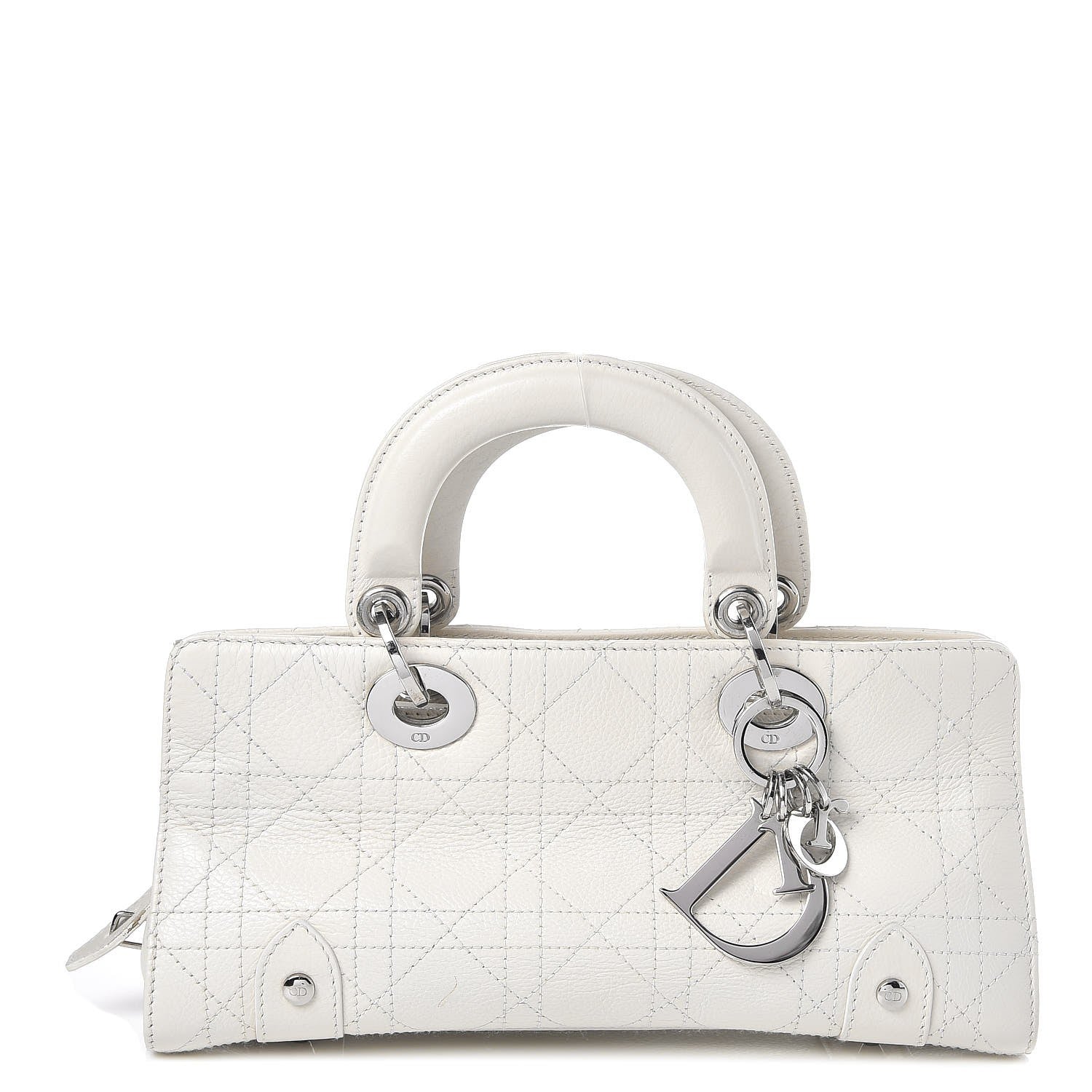 Christian Dior Calfskin Cannage Stitched Small Lady East West Lady Dior White 1 of 12