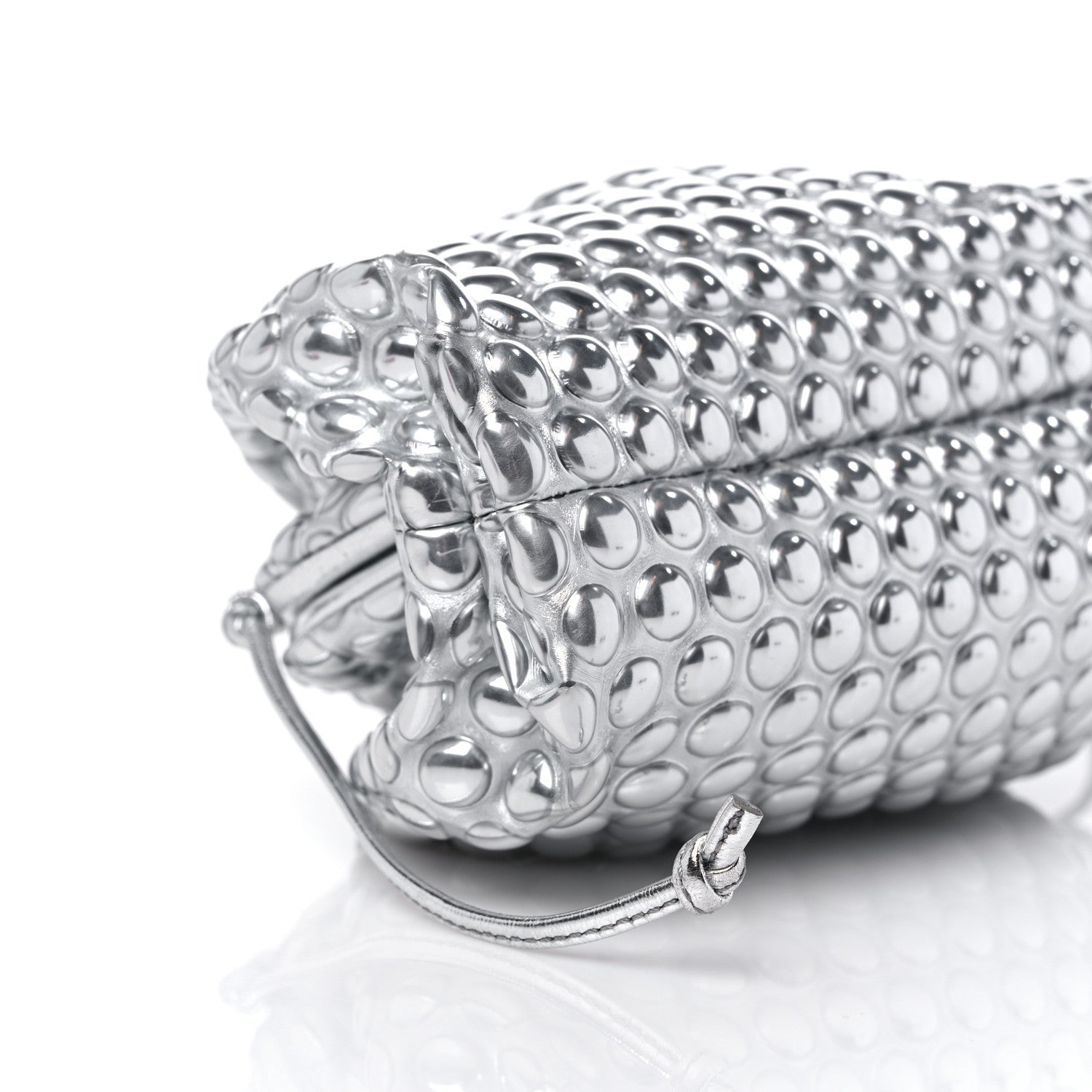 Bottega Veneta Metallic Fabric Bubble Wrap The Mini Pouch Silver 7 of 9