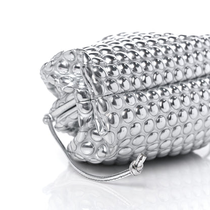 Bottega Veneta Metallic Fabric Bubble Wrap The Mini Pouch Silver 7 of 9