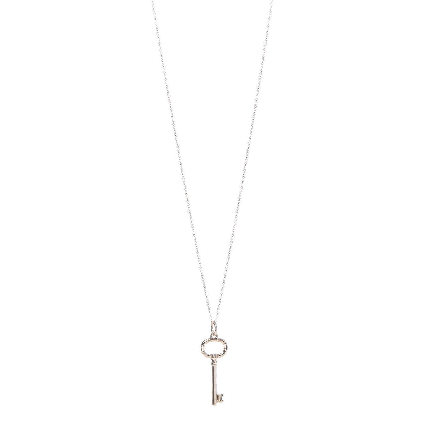 18K Rose Gold Small Oval Key Pendant Necklace