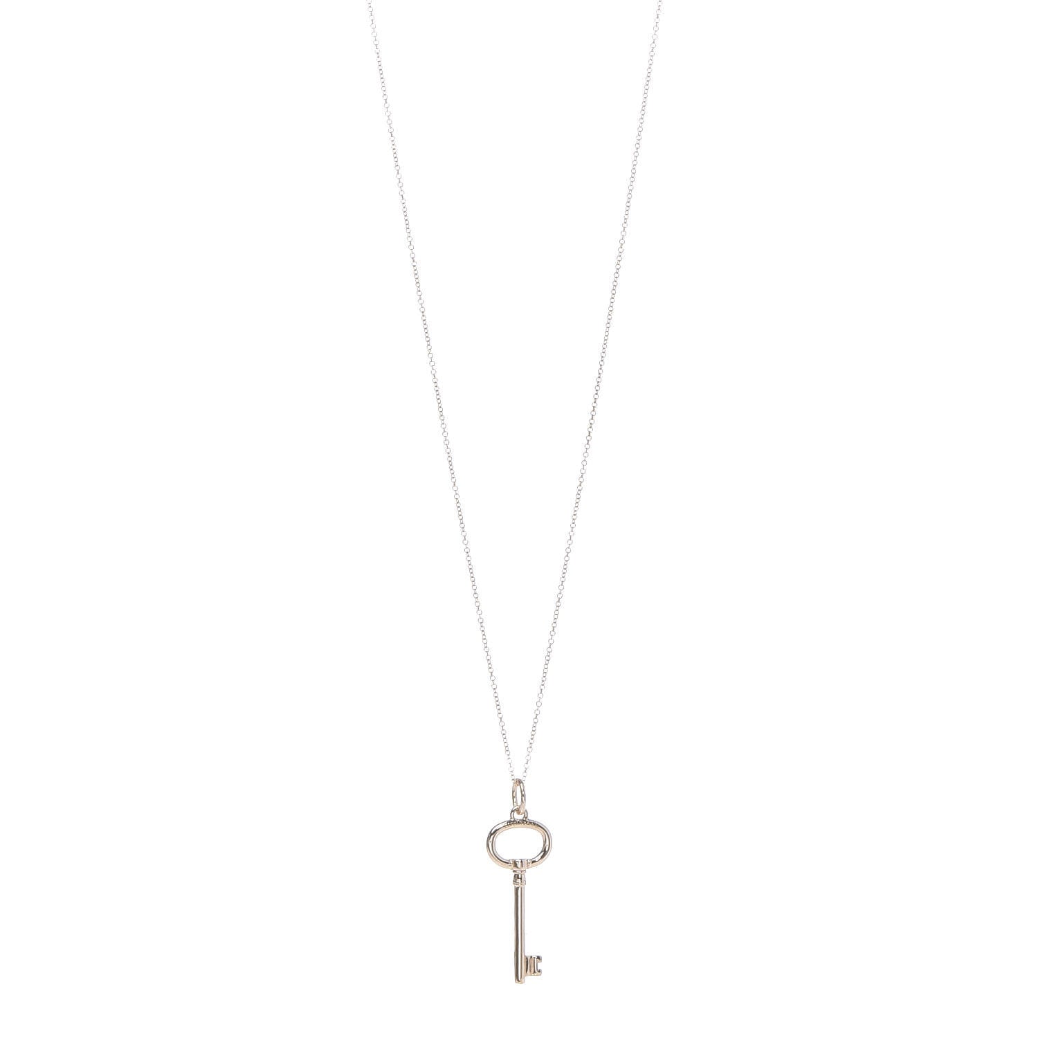 Tiffany 18K Rose Gold Small Oval Key Pendant Necklace 1 of 7
