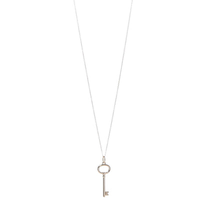 Tiffany 18K Rose Gold Small Oval Key Pendant Necklace 1 of 7