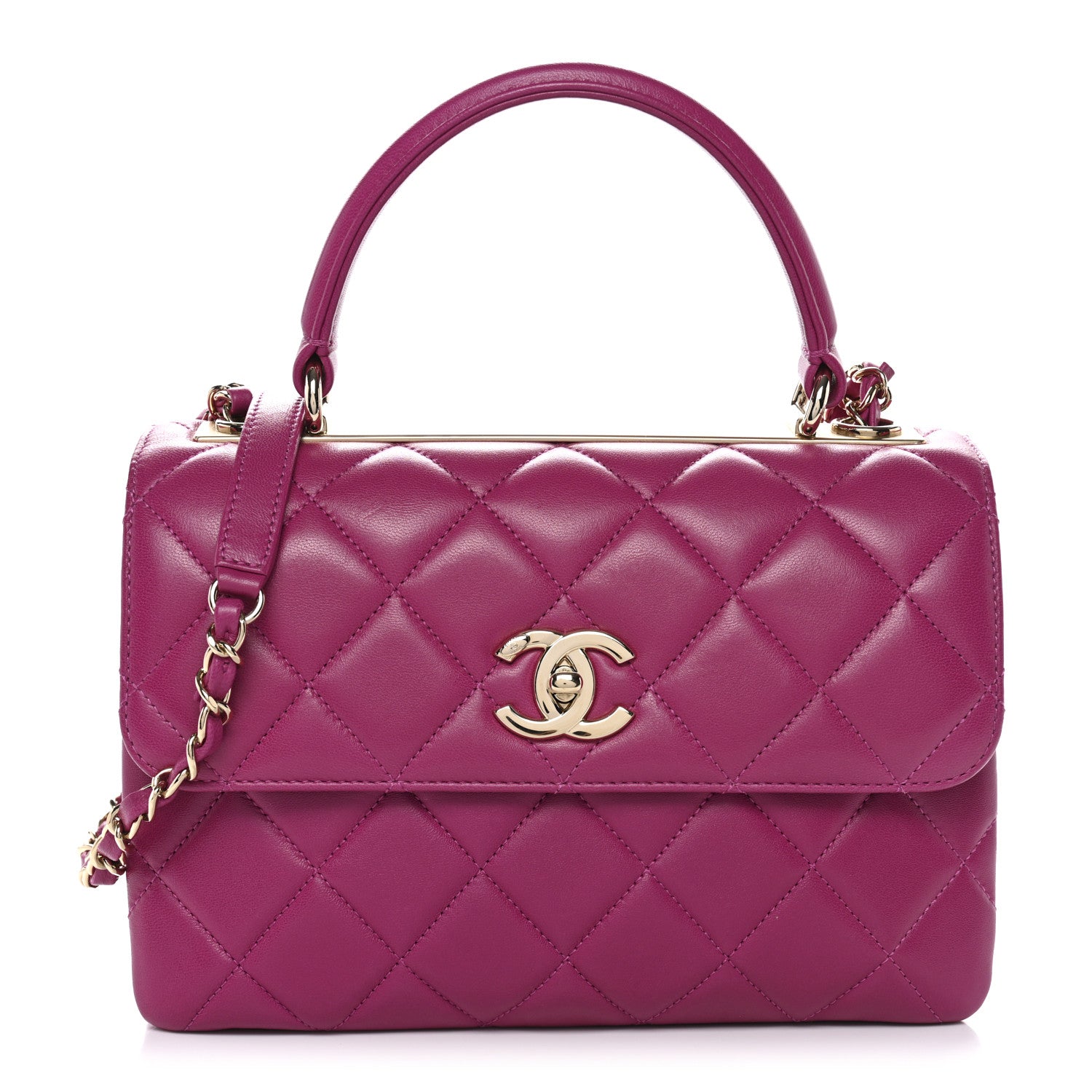 Chanel Lambskin Quilted Small Trendy CC Flap Dual Handle Bag Dark Pink 1 of 11