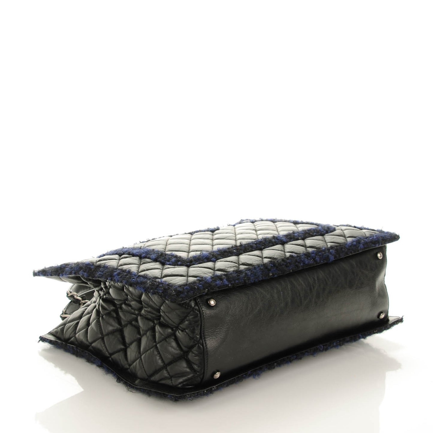 Aged Calfskin Quilted Tweed Large Secrets Tote Black