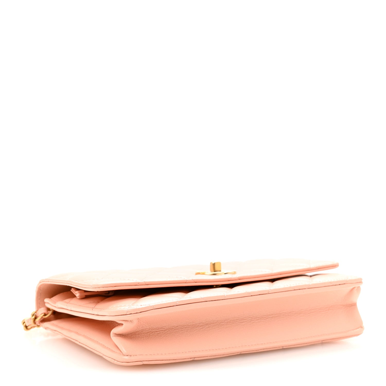 Chanel Lambskin Quilted CC Pearl Crush Wallet on Chain WOC Light Orange 4 of 12
