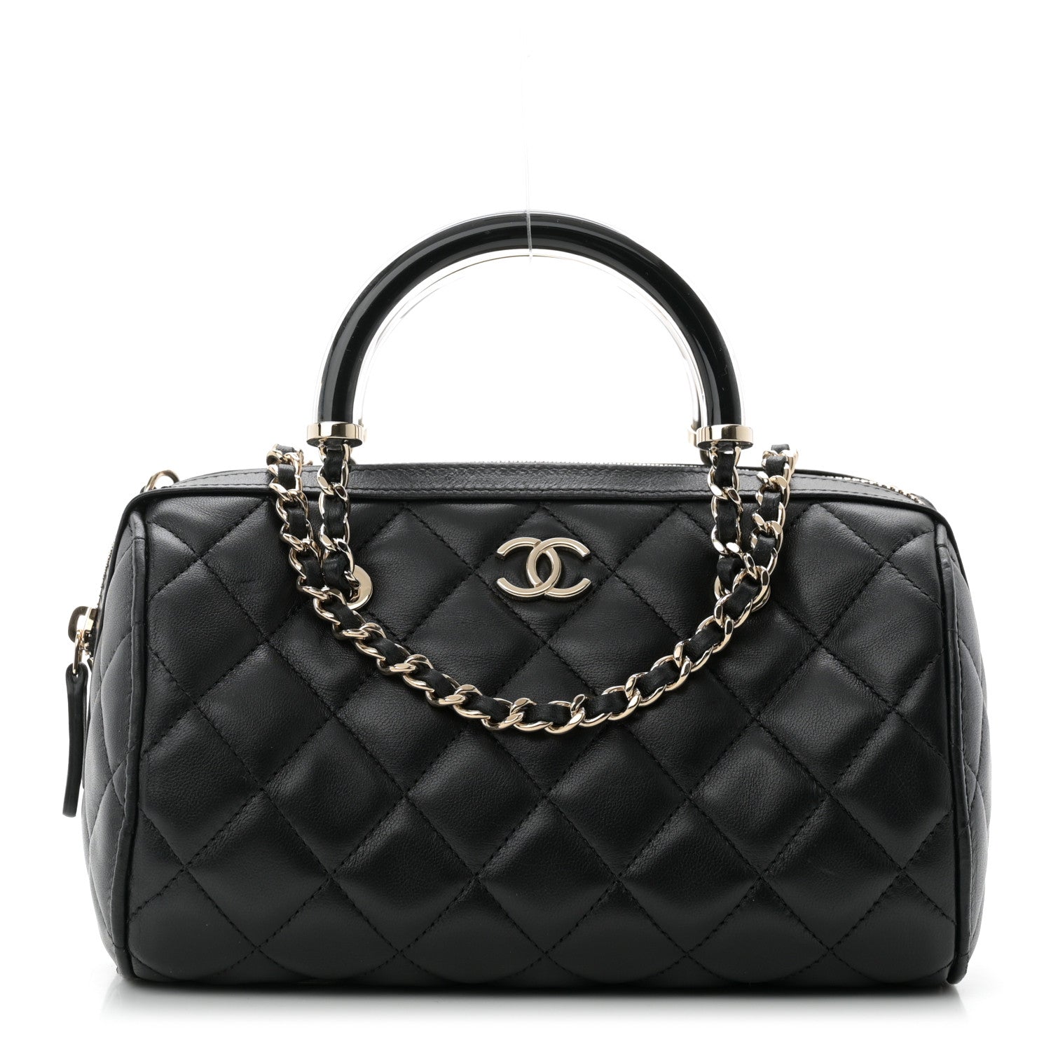 Chanel Lambskin Quilted Mini Bowling Bag Black 1 of 10