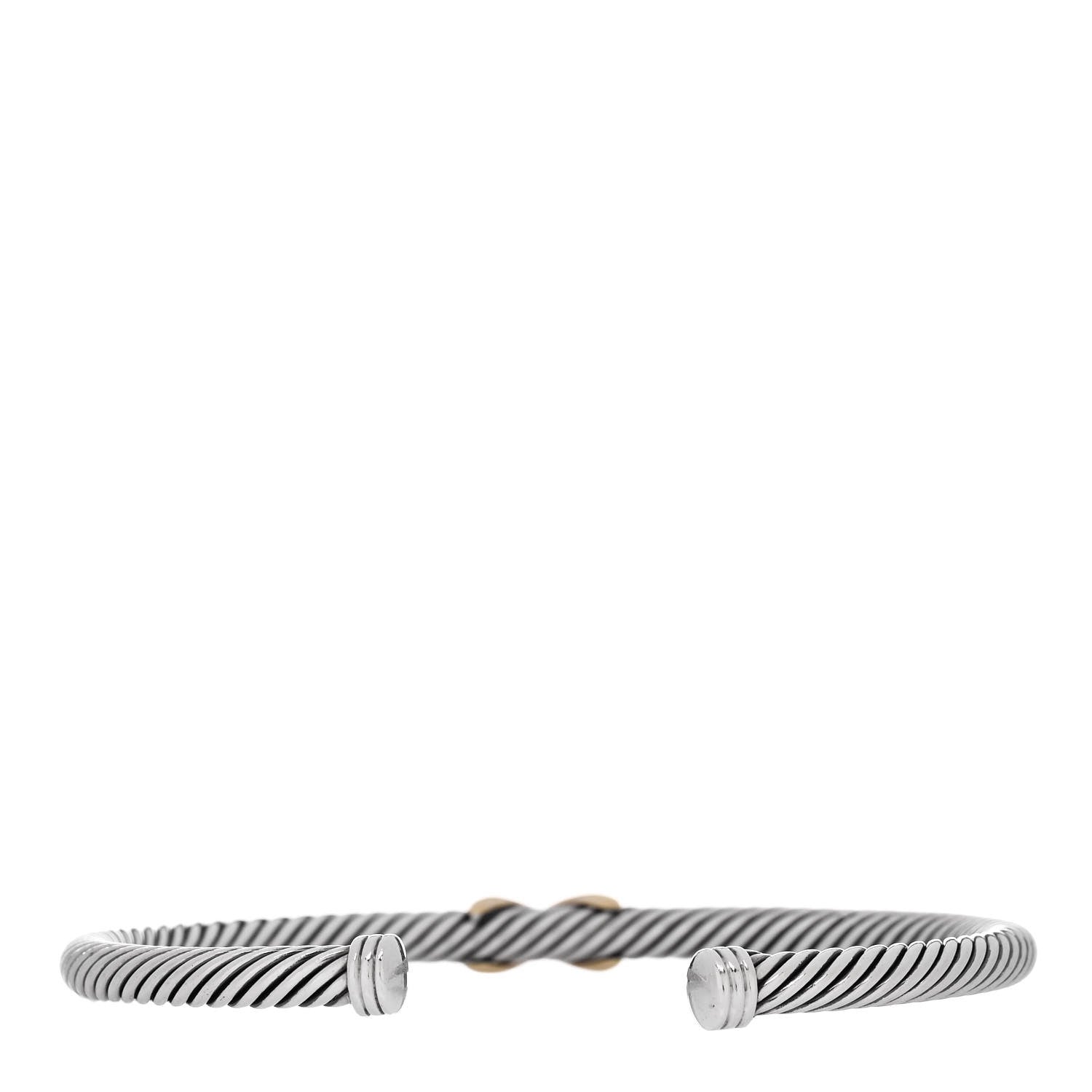 David Yurman Sterling Silver 18K Yellow Gold 4mm X Station Cable Bracelet 2 of 3