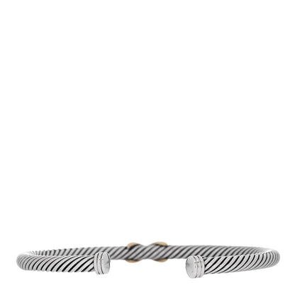 David Yurman Sterling Silver 18K Yellow Gold 4mm X Station Cable Bracelet 2 of 3